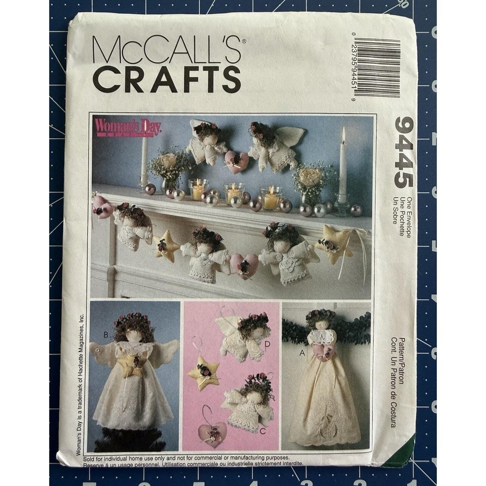 McCalls Woman's Day Pattern Angel Tree Topper,‎ Wall Hanging, Ornaments, Garland
